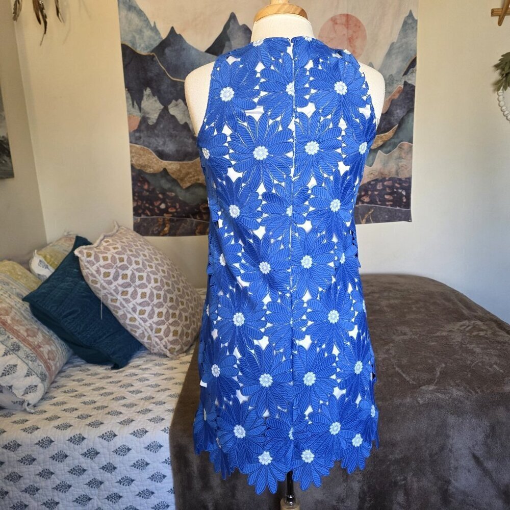Alex Marie Royal Blue Floral Lace Sheath Dress Size 2 Wedding Guest - Picture 11 of 16